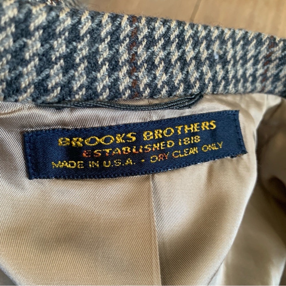Brooks Brothers Classic Brown Houndstooth Blazer Jacket Size 42 - Picture 8 of 10